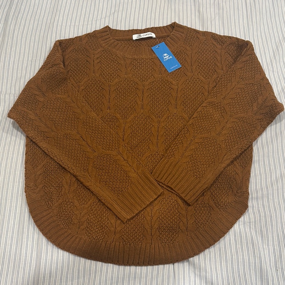 Cupshe Brown Cable Knit Sweater